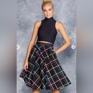 Blackmilk Tartan Neon Pocket Midi Skirt